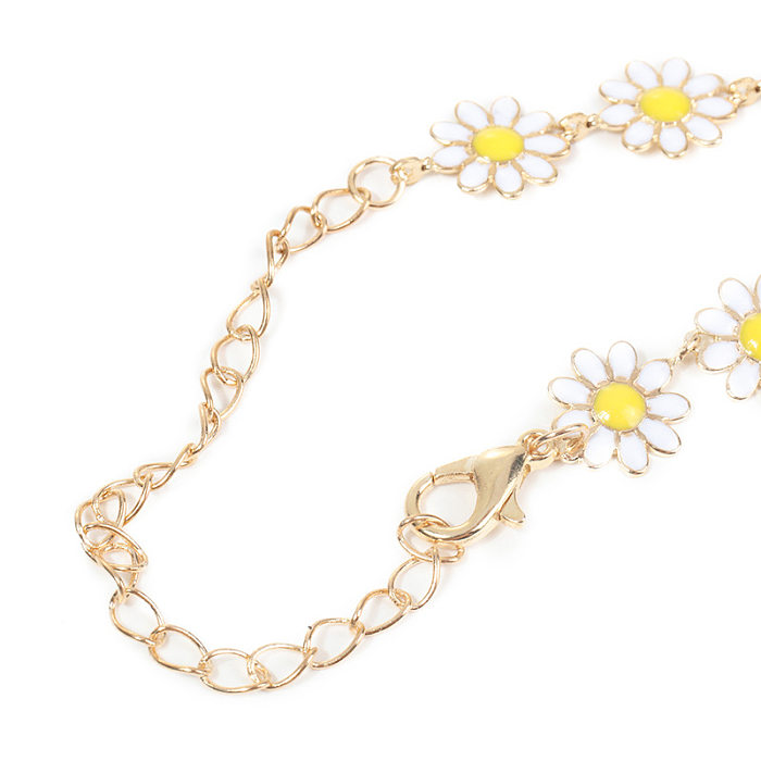 Modische Gänseblümchen-Kupferkette, vergoldet, Damen-Armbänder, Ohrringe, Halskette