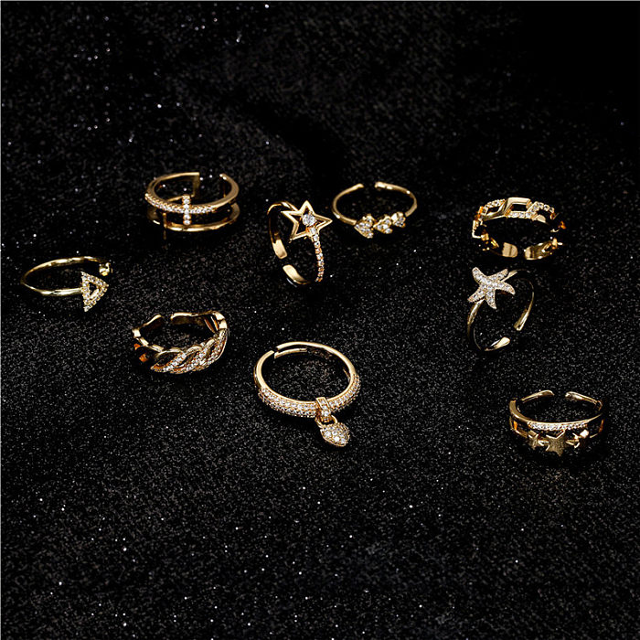 Simple Double-Layer Butterfly Gold-Plated Micro-Inlaid Zircon Ring