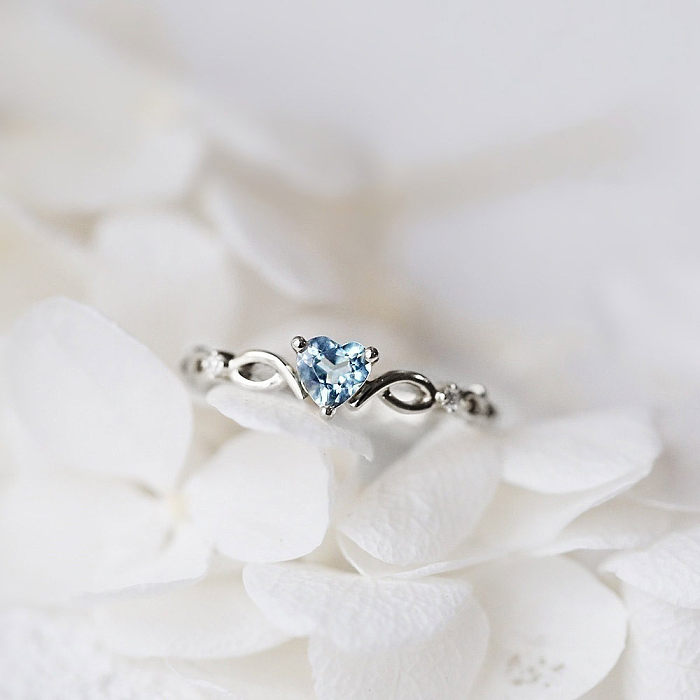 أزياء الخوخ القلب النحاس خاتم الحب على شكل خاتم الزركون الأزياء والمجوهرات
