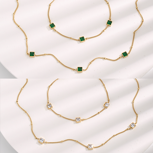 Lady Solid Color Titanium Steel Plating Gold Plated Bracelets Necklace