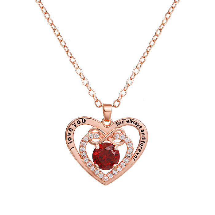 MAMA Heart Shape Copper Plating Birthstone Pendant Necklace
