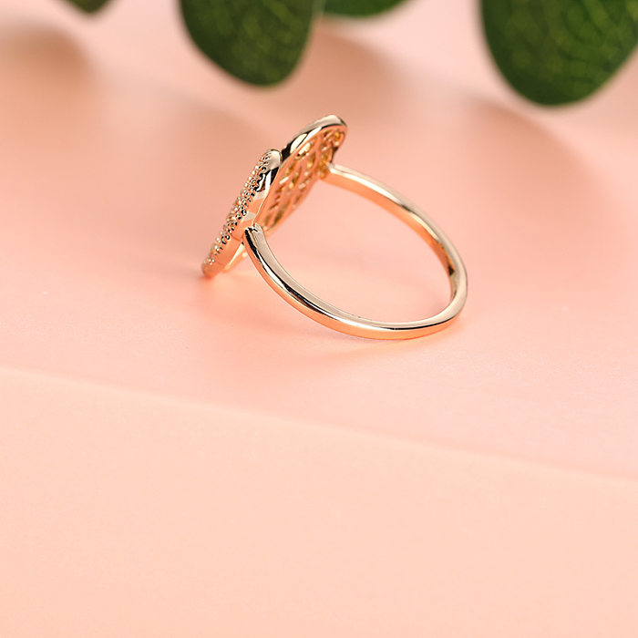 INS Style Shiny Wings Copper Plating Inlay Zircon Gold Plated Open Ring