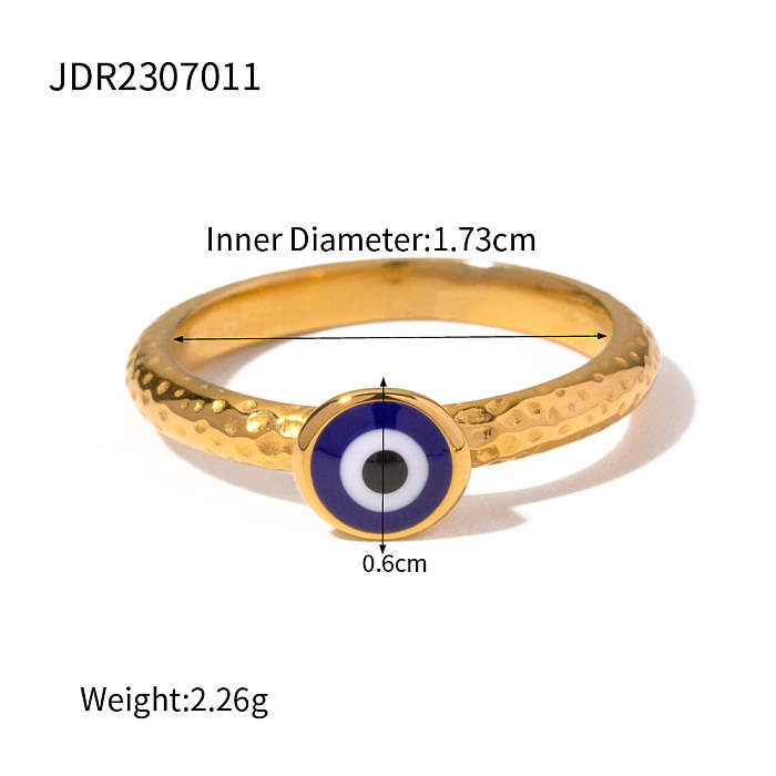 Gros IG Style Devil's Eye en acier inoxydable émaillé anneaux plaqués or 18 carats