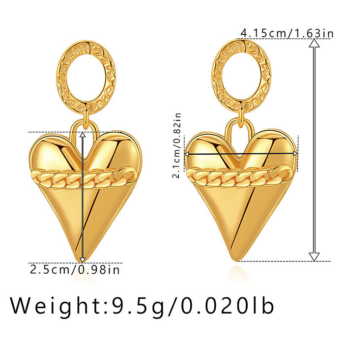 1 Pair Simple Style Classic Style Heart Shape Twist Plating Copper 18K Gold Plated Drop Earrings