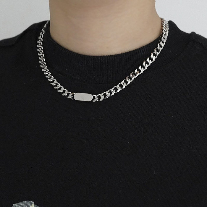 Hip-Hop Solid Color Titanium Steel Polishing Bracelets Necklace