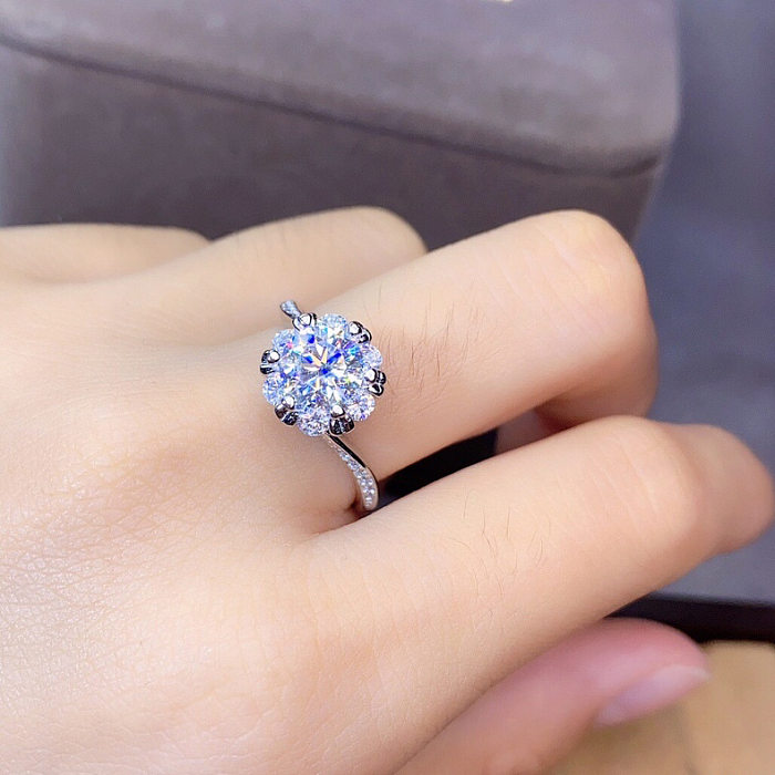 Mode-Blumen-Kupfer-Ringe legen künstliche Diamant-Kupfer-Ringe ein