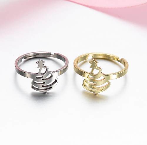 Modern Style Printing Stainless Steel Plating Open Rings