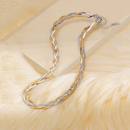 Retro Classic Style Twist Titanium Steel Plating Bracelets Necklace
