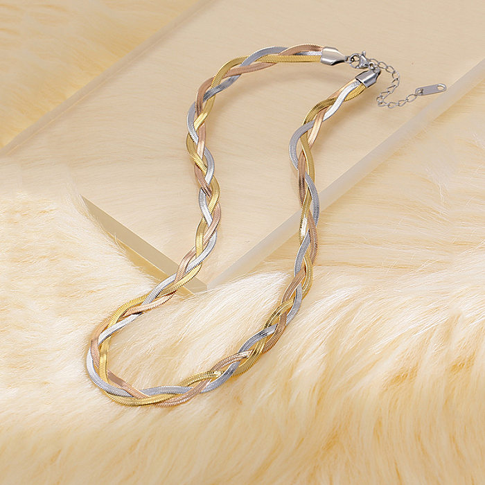 Retro Classic Style Twist Titanium Steel Plating Bracelets Necklace