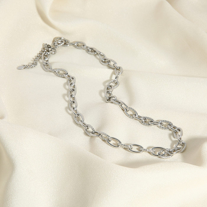 Hip-Hop British Style Solid Color Stainless Steel Plating Bracelets Necklace