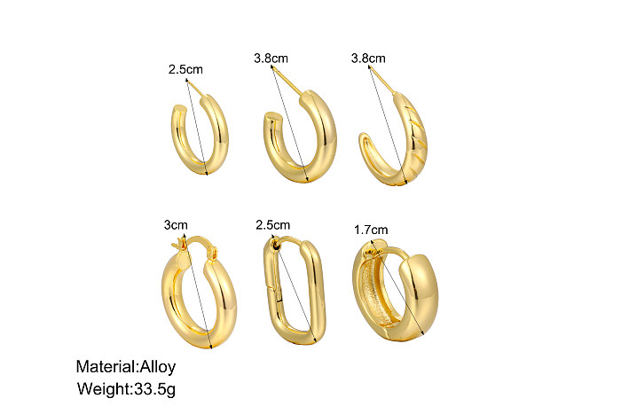 1 Set Vintage Style Solid Color Carving Copper Ear Studs