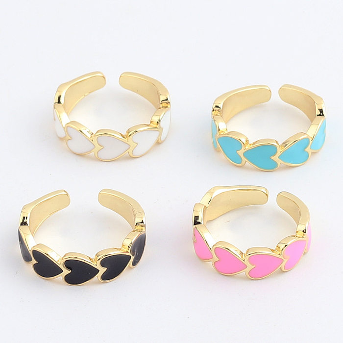 Fashion Heart Shape Copper Plating Open Ring 1 Piece