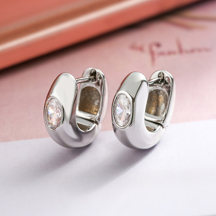 1 Pair Simple Style Commute Geometric Plating Inlay Copper Zircon 18K Gold Plated Earrings