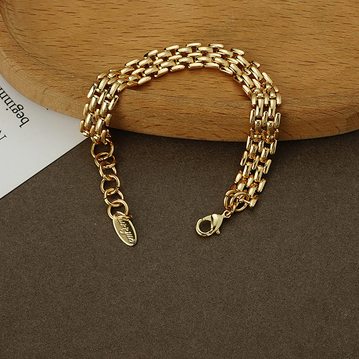 Collier de bracelets des femmes plaquées par or 18K de cuivre de couleur unie de mode