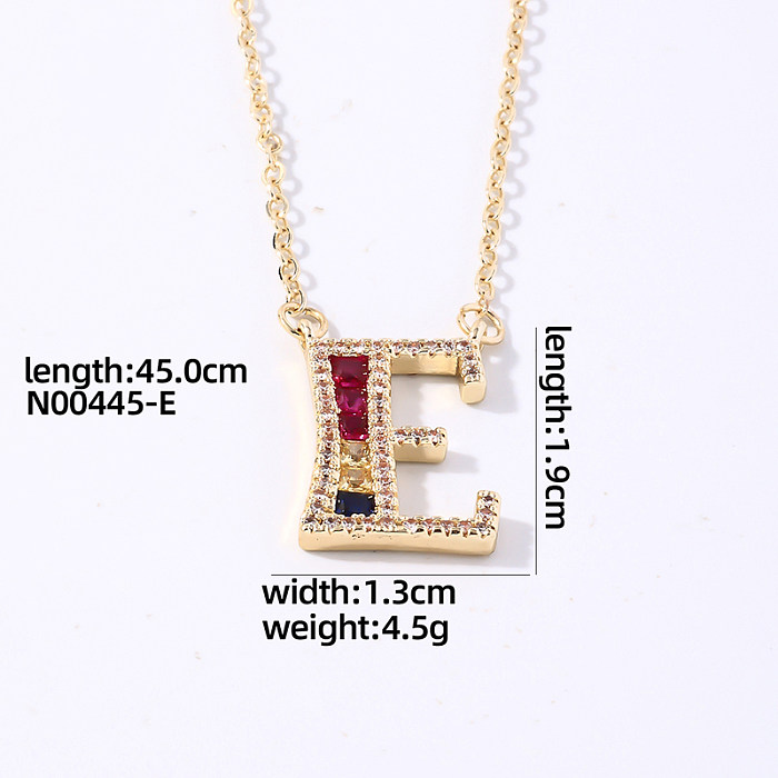 Casual Simple Style Shiny Letter Stainless Steel Copper Plating Inlay Zircon Gold Plated Pendant Necklace