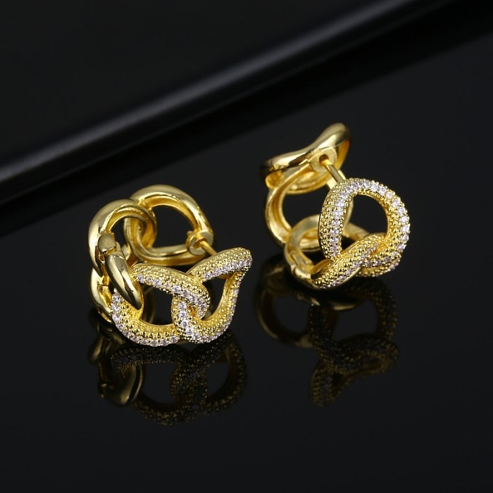 1 Pair Simple Style Irregular Plating Inlay Copper Zircon Earrings