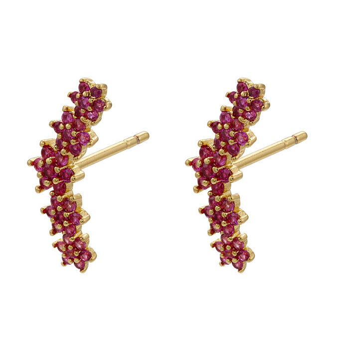 Fashion Flower-shaped Colored Zircon Five-flower Copper Earrings Wholesale