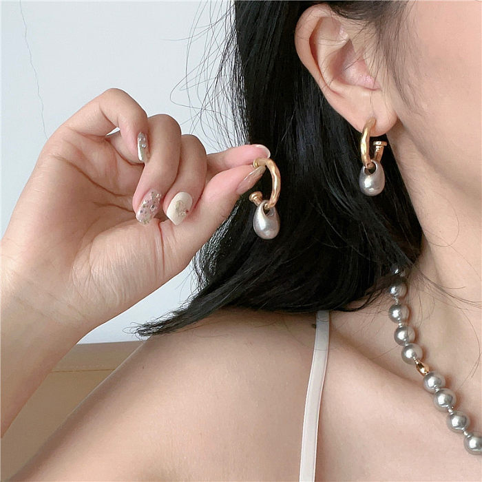 1 Pair Retro Water Droplets Plating Copper Gold Plated Ear Studs