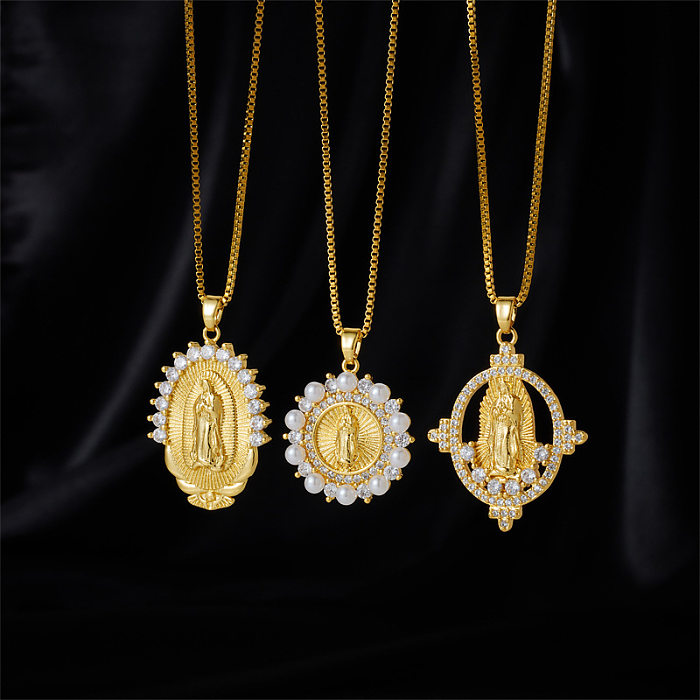 Collier avec pendentif en titane, acier, cuivre, perles artificielles, Zircon, en vrac, pour dame
