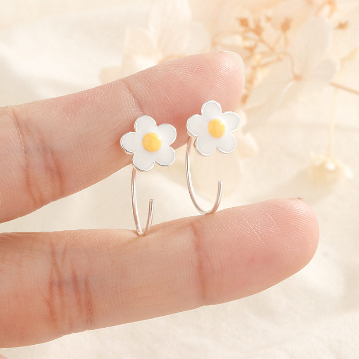 1 Pair Cute Sweet Flower Epoxy Copper Earrings