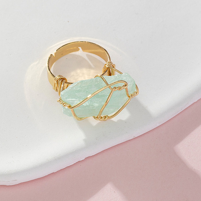 Anéis abertos de cristal de pedras preciosas artificiais de aço inoxidável elegantes da cor sólida