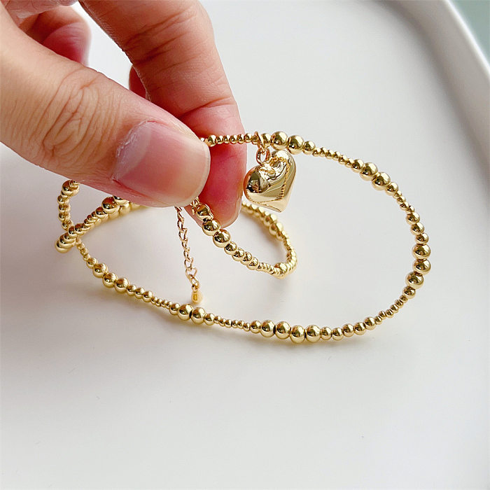 Collier pendentif en perles de cuivre en forme de cœur, 1 pièce, à la mode