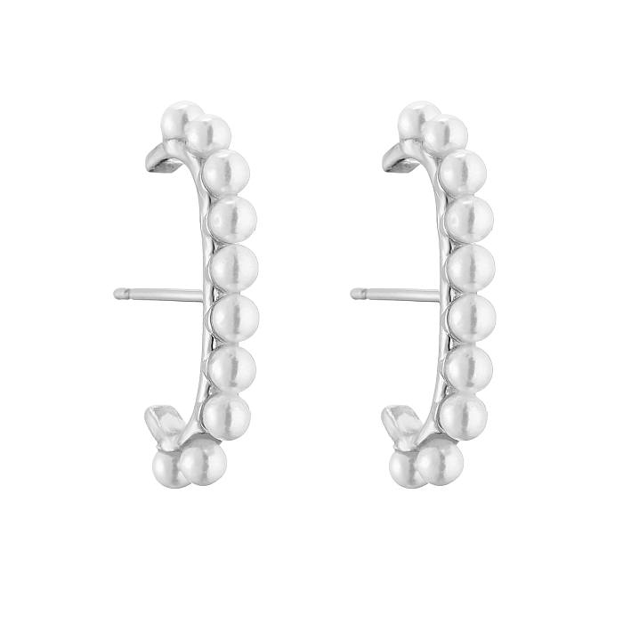 1 paire de clous d'oreilles en forme de U, Style Simple, incrustation de perles en cuivre