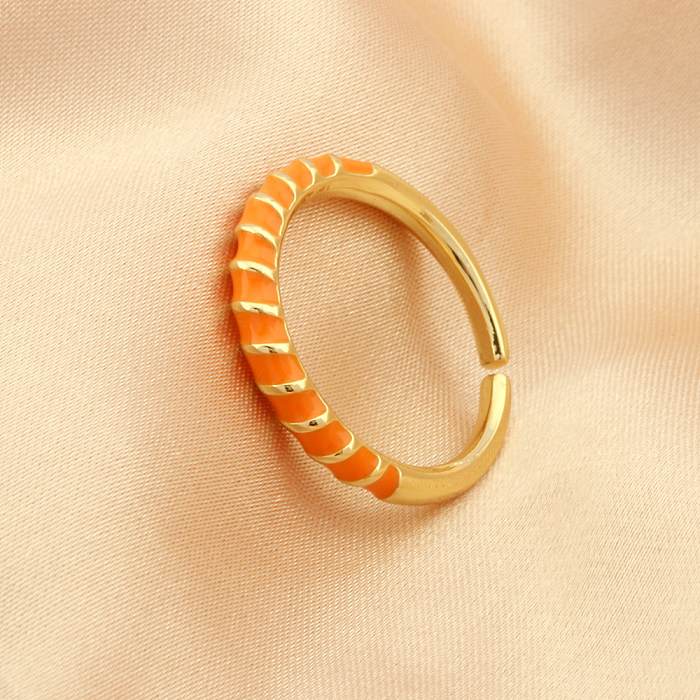 Sweet Simple Style Twist Copper Enamel Plating 18K Gold Plated Open Rings
