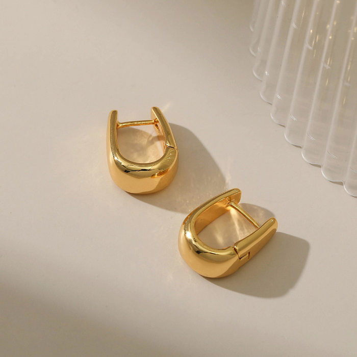 Balde quadrado clipe de orelha europeu e americano chapeamento de cobre 18k ouro real estilo minimalista anel de orelha gota de água sentimento elegante brincos de qualidade moda