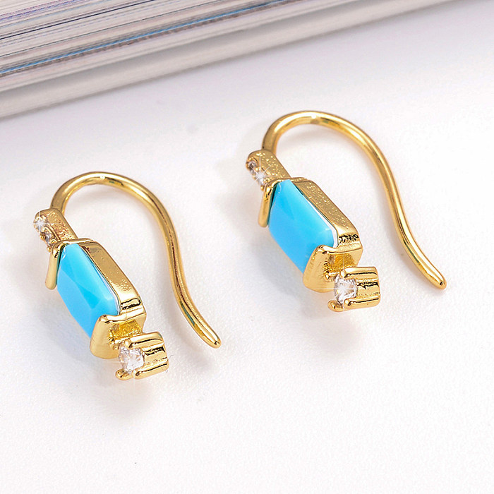 1 Pair Vintage Style Square Plating Inlay Copper Zircon 18K Gold Plated Drop Earrings
