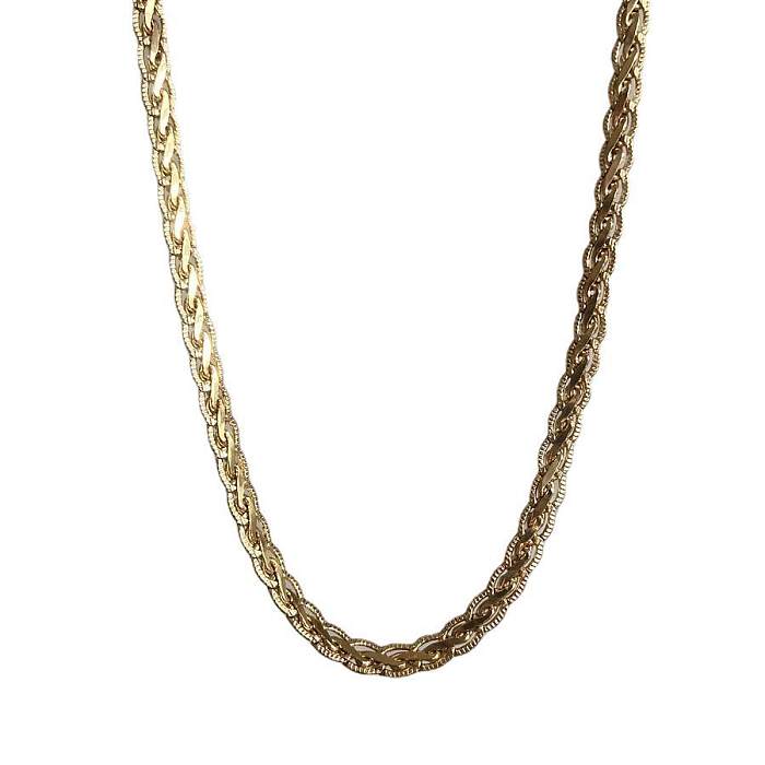 Collar retro chapado en oro de 18 quilates con revestimiento de cobre de color sólido