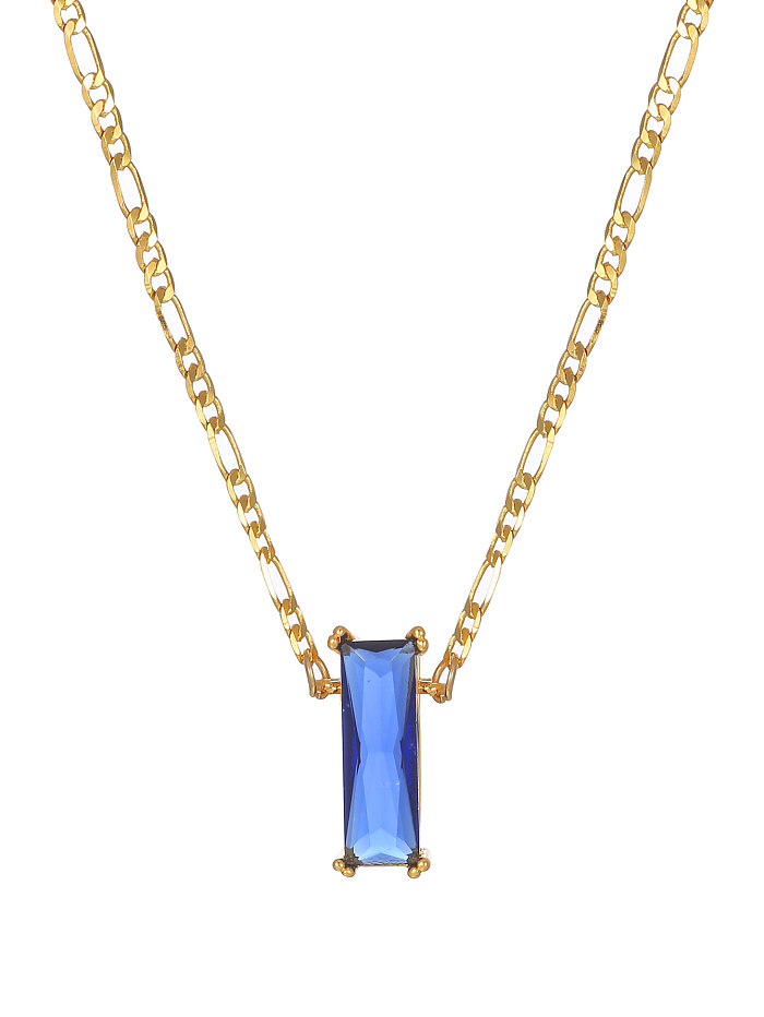 Elegant Lady Geometric Stainless Steel Copper Plating Inlay Zircon 18K Gold Plated Pendant Necklace