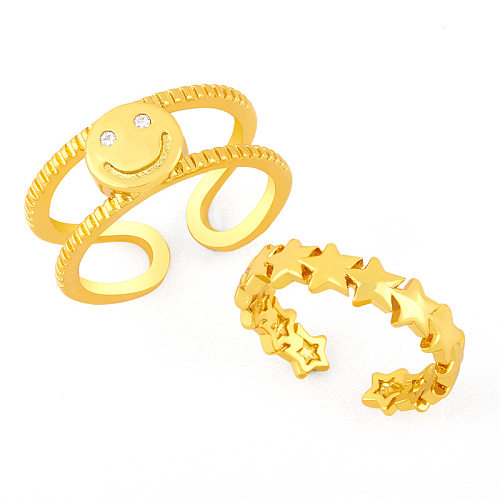 Fashion Double Layer Smiley Ring