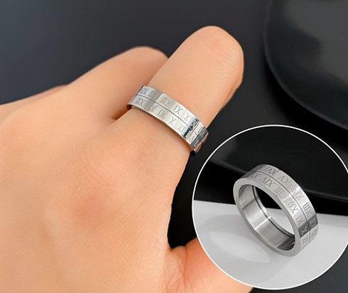 1 Piece Simple Style Letter Titanium Steel Polishing Rings