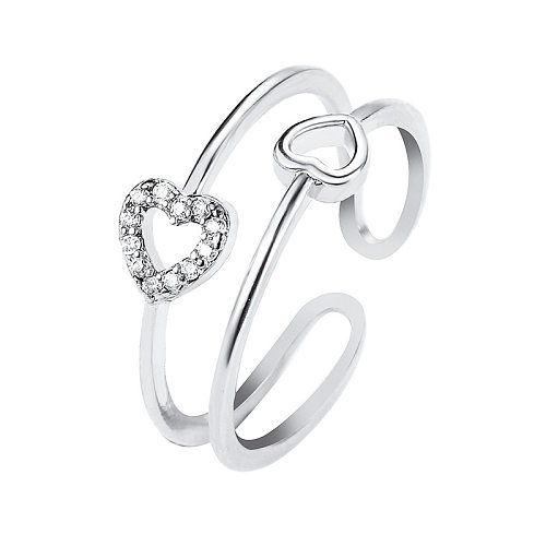 New Fashion Love Zircon Ring Simple Hollow Open Ring Wholesale jewelry