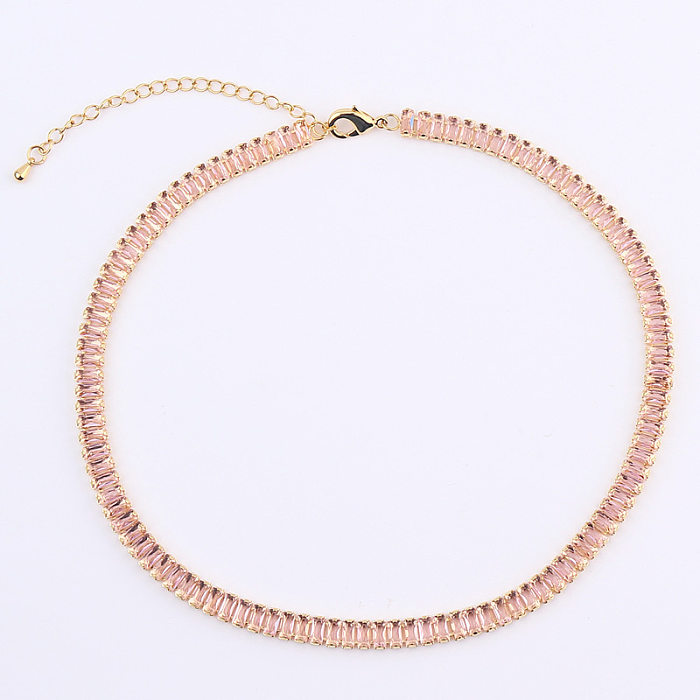 Fashion Geometric Copper Gold Plated Zircon Necklace