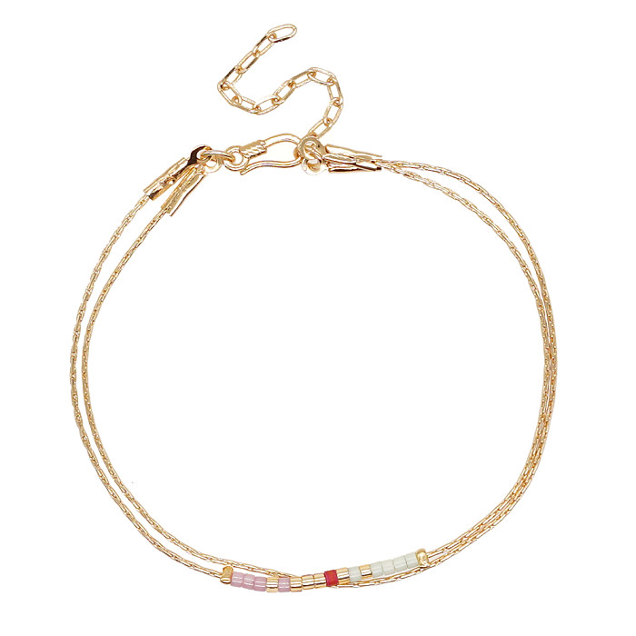 Bracelets de perles en cuivre et verre de bloc de couleur de style simple et élégant