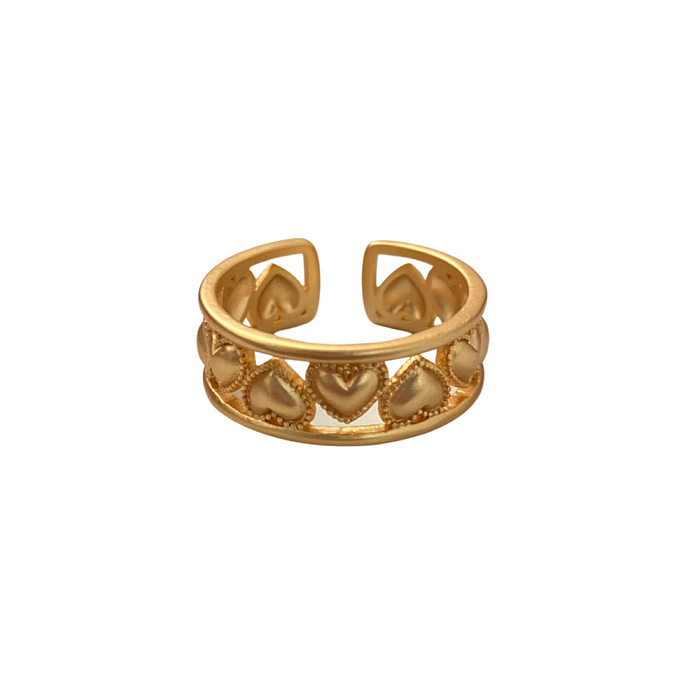 Niedliche offene Ringe in Herzform mit Kupferbeschichtung und vergoldet