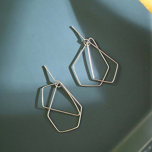1 paire de boucles d'oreilles pendantes ajourées en placage de cuivre, lignes de Style Simple