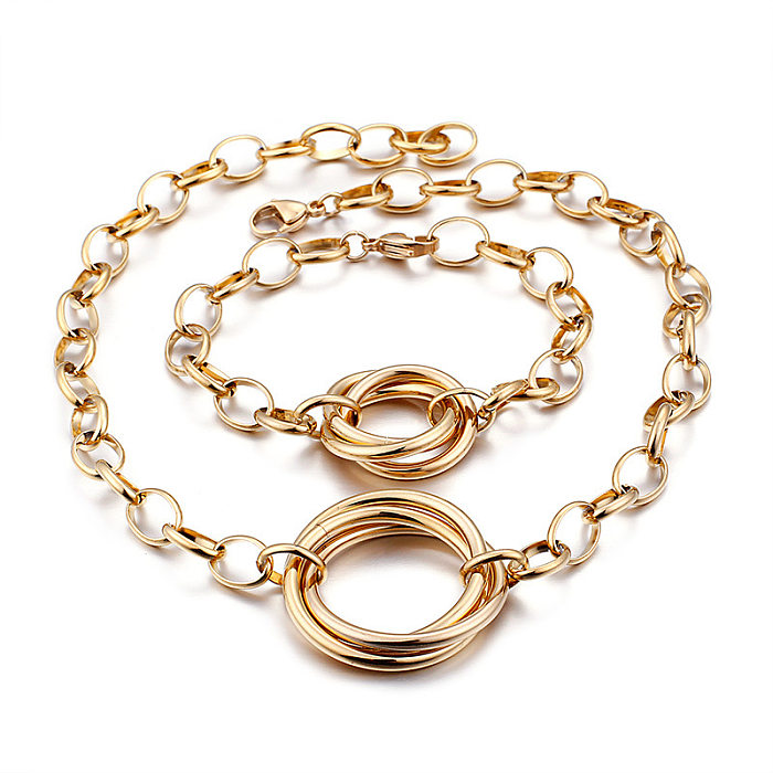 Modisches zweiteiliges Set mit ineinandergreifender Halskette und Armband aus Edelstahl als Großhandelsgeschenk zum Valentinstag