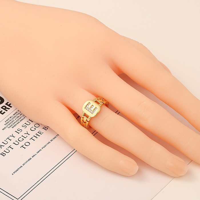 Fashion New Style Simple Copper 18K Gold 26 English Letter Ring