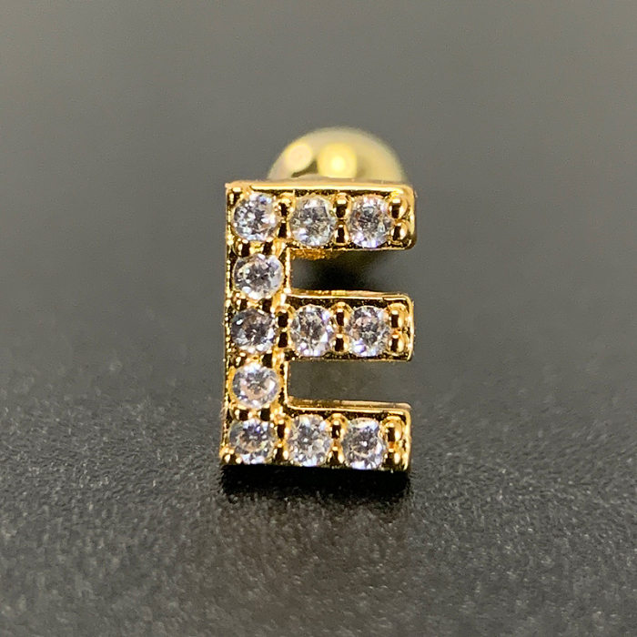 1 Piece Simple Style Letter Inlay Copper Zircon Ear Studs