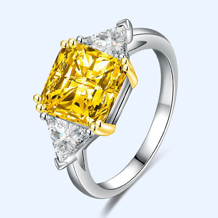 Simple Style Square White Copper Inlay Zircon Rings