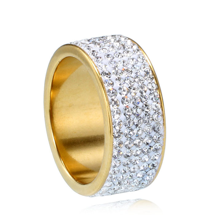 Anéis de pedras preciosas artificiais do embutimento de aço titânio redondo da moda 1 peça