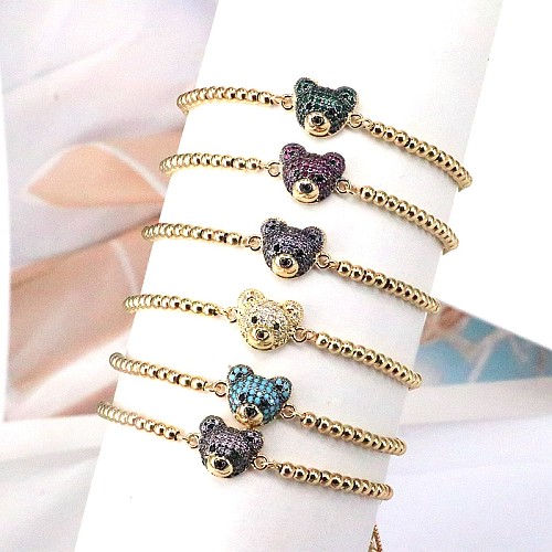 Bracelets plaqués or 18 carats avec incrustation de cuivre et ours Streetwear