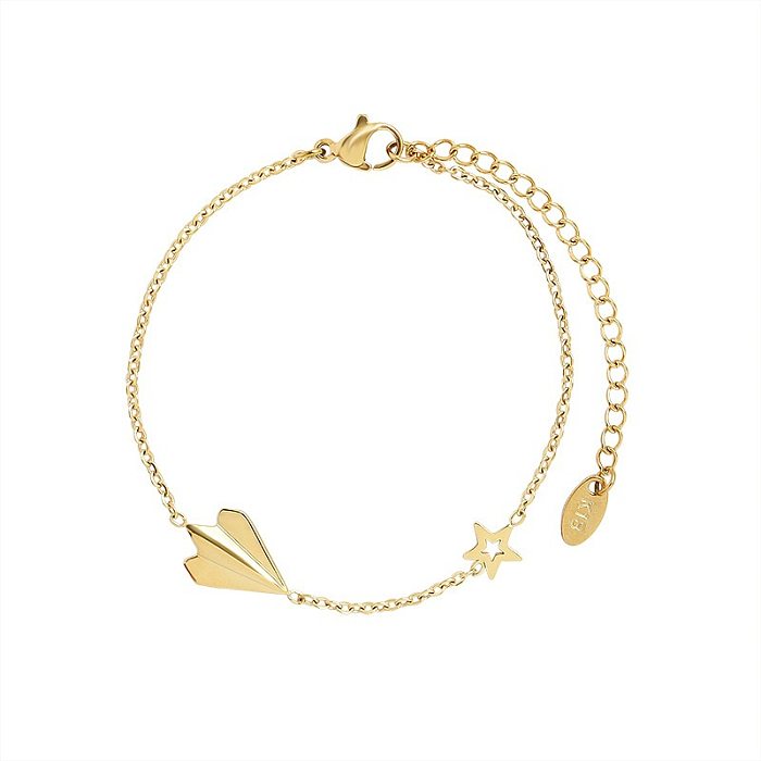 1 Piece Fashion Star Airplane Titanium Steel Bracelets Necklace