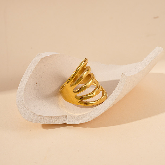 Wholesale French Style Modern Style Classic Style Solid Color Stainless Steel Plating Gold Plated Rings