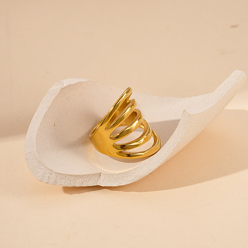 Atacado estilo francês estilo moderno estilo clássico cor sólida chapeamento de aço inoxidável anéis banhados a ouro
