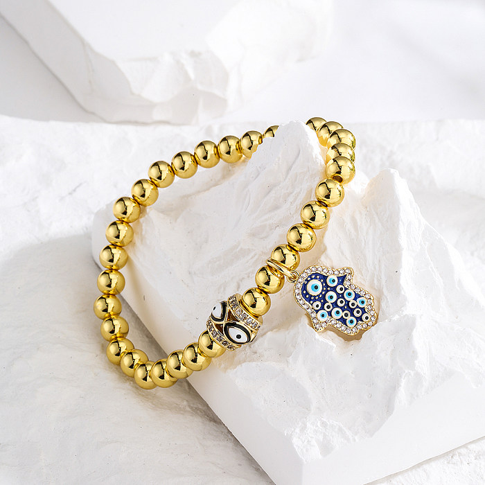 New Style Fatima Palm Devil's Eye Beads Copper Pearl Bracelet