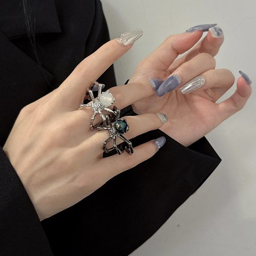 Fashion Spider Copper Inlay Natural Stone Open Ring 1 Piece